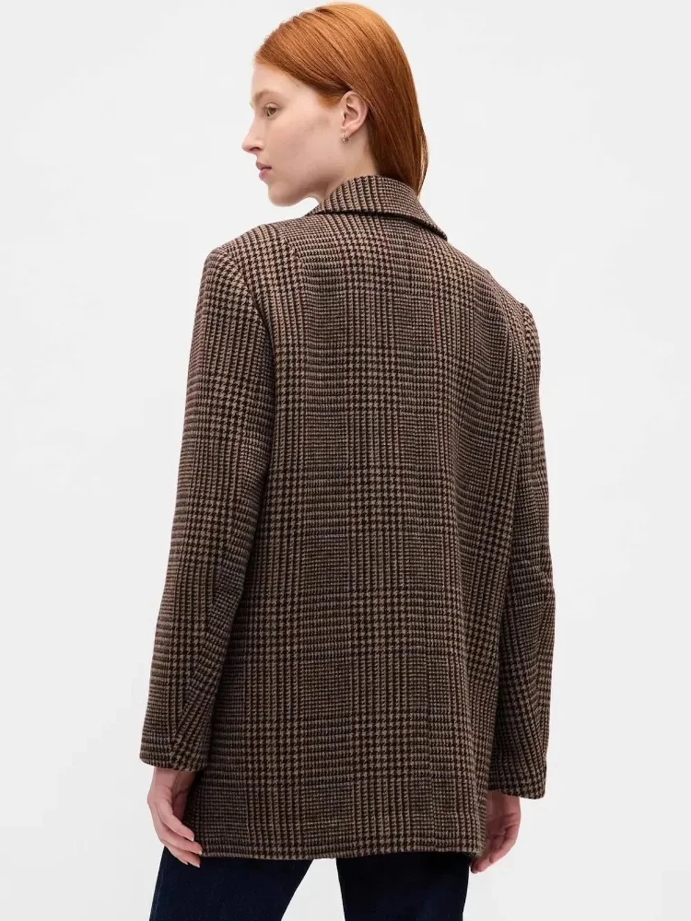 GAP Womens Brown Houndstooth Oversized Blazer Jacket - Medium